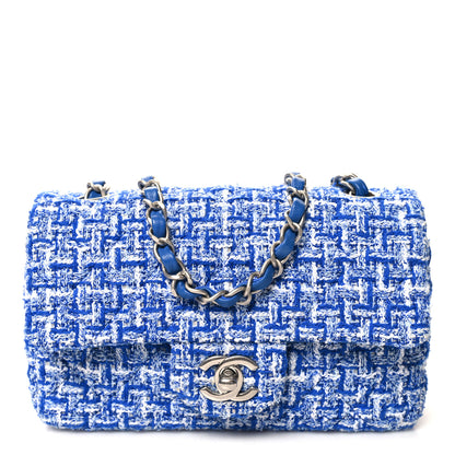 Chanel Tweed Quilted Mini Rectangular Flap Blue White 1 of 10