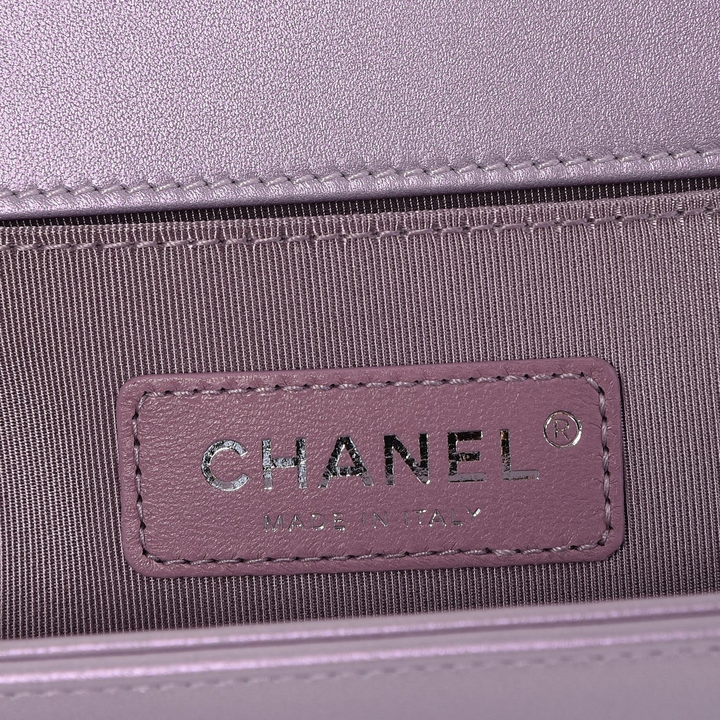 Metallic Lambskin Chevron Quilted Medium Boy Flap Pink