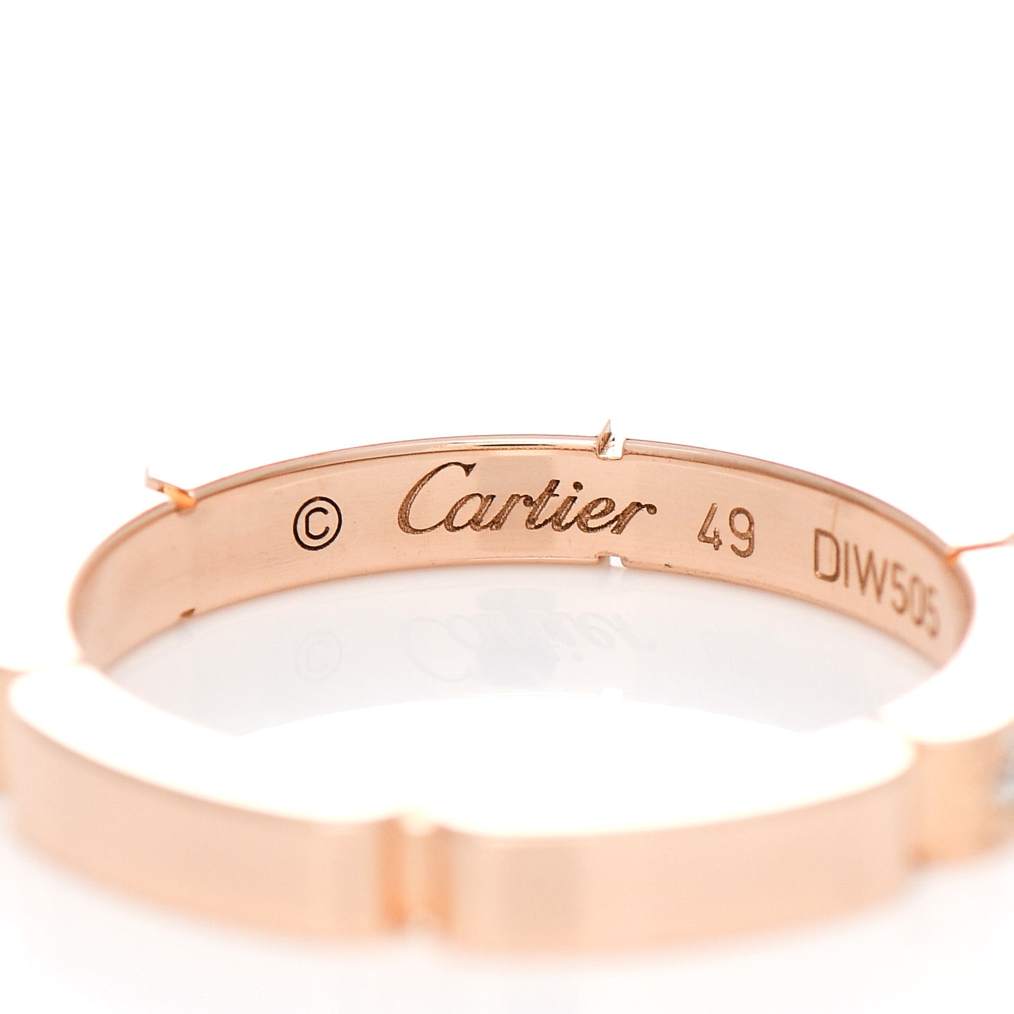 18K Pink Gold Diamond Maillon Panthere Half Diamond Wedding Band Ring 49 4.75