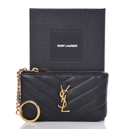 Saint Laurent Calfskin Matelasse Monogram Key Pouch Black 8 of 8