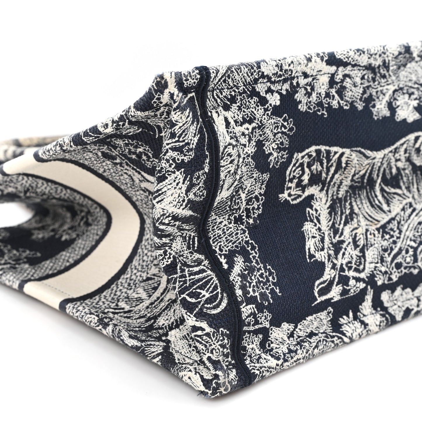 Canvas Embroidered Medium Dioriviera Toile De Jouy Reverse Book Tote Blue