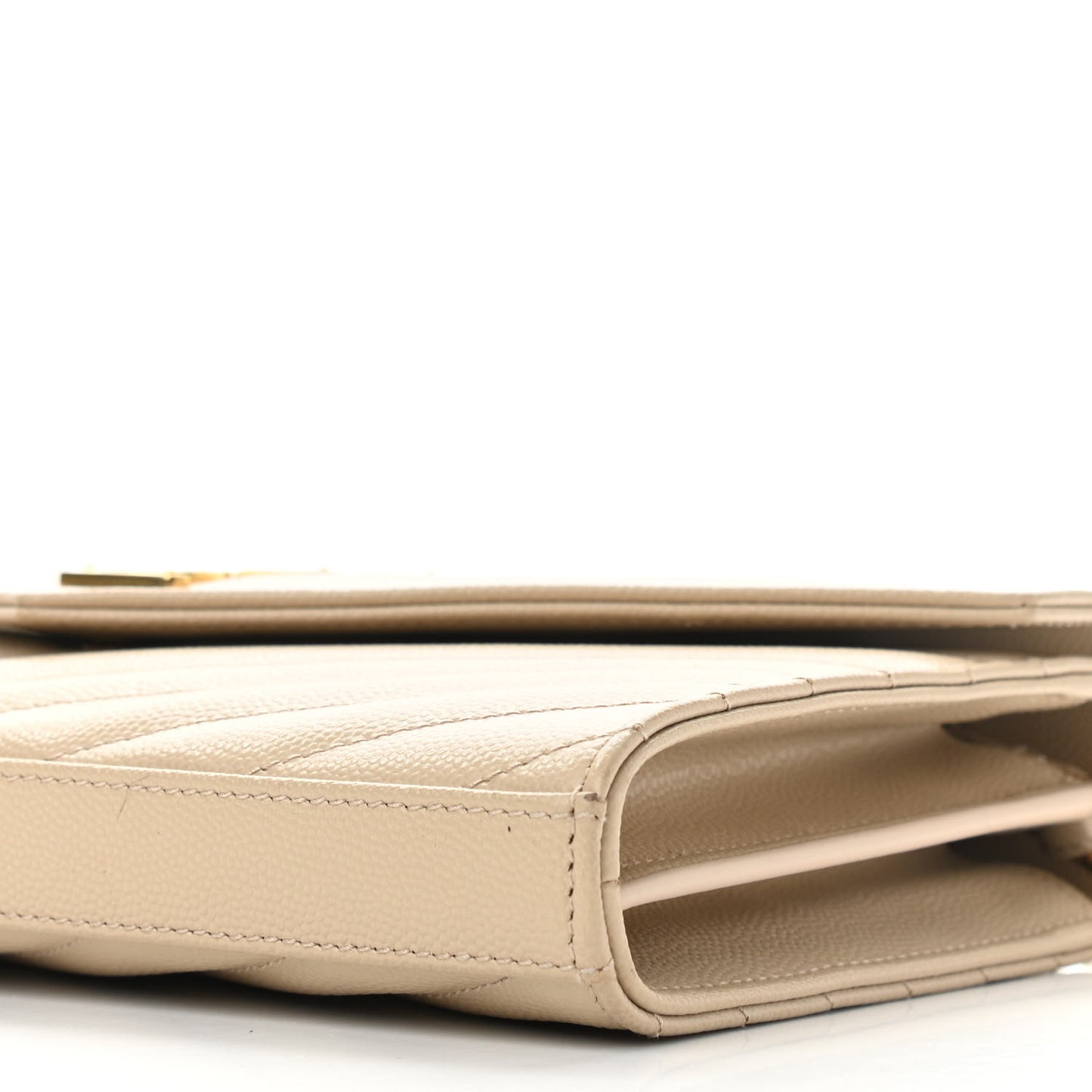 Grain De Poudre Matelasse Chevron Cassandre Chain Wallet Deep Beige