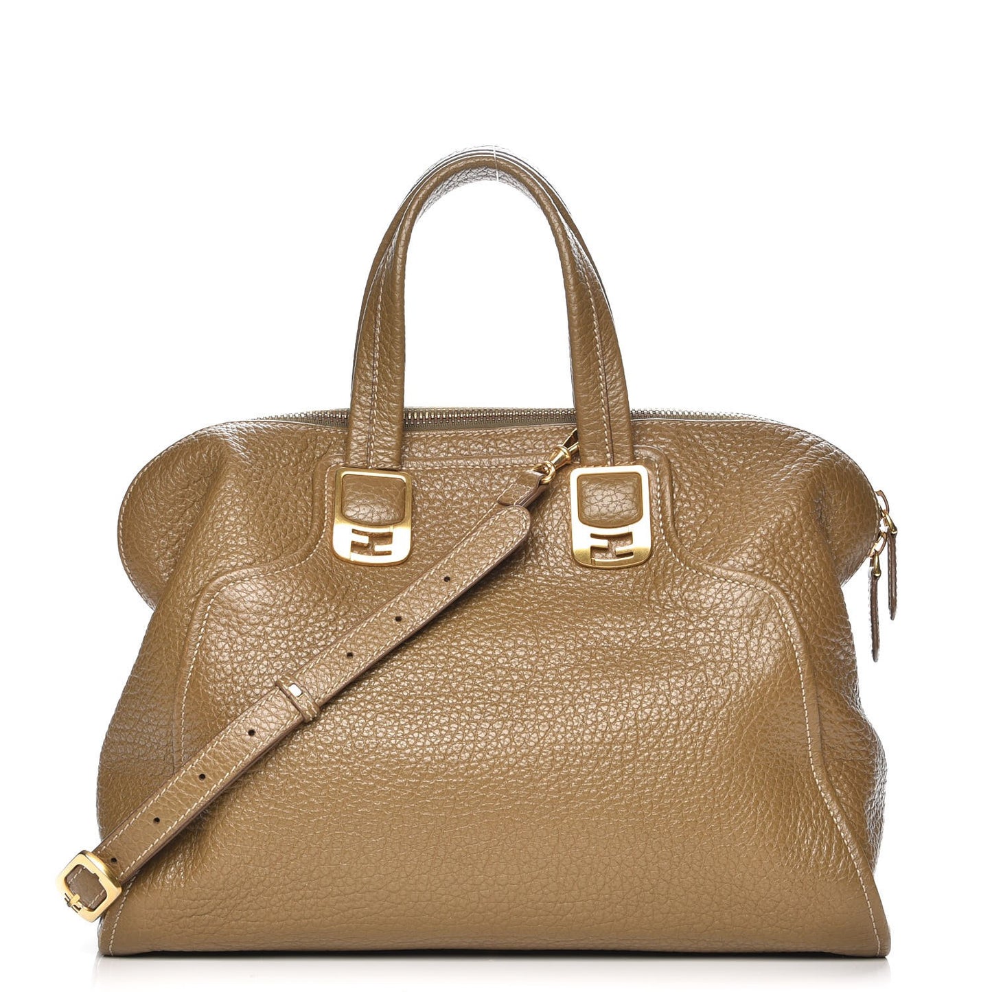 Pebbled Calfskin Large Chameleon Tote Brown