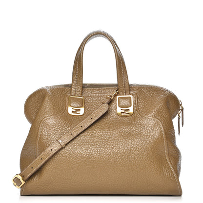 Fendi Pebbled Calfskin Large Chameleon Tote Brown 1 of 13