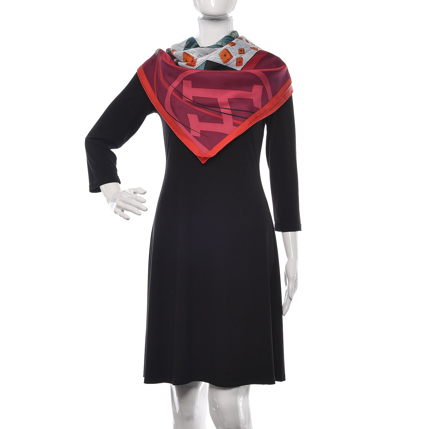 Silk Space Shopping Au Faubourg Scarf 90 Vert Bleu Nuit Bordeaux