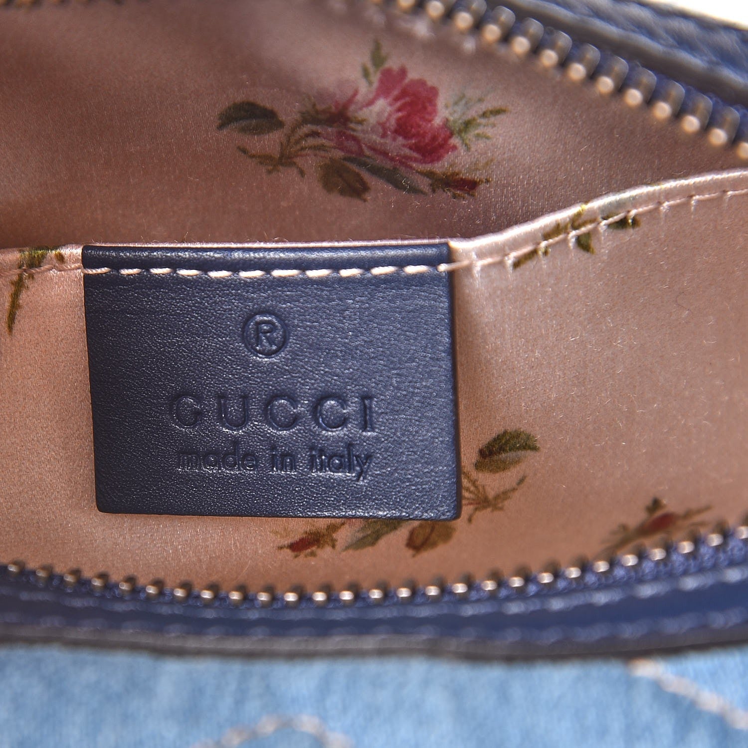 Gucci Denim Matelasse Pearly GG Marmont Cosmetic Case Blue 6 of 8