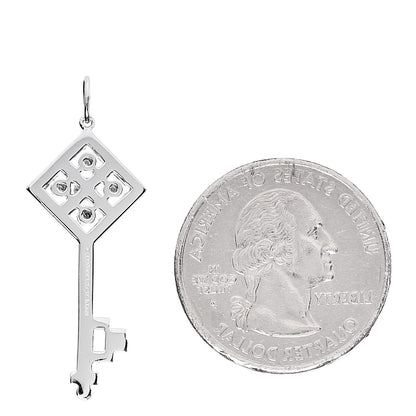Tiffany Platinum Diamond Small Checkerboard Key Pendant 2 of 3
