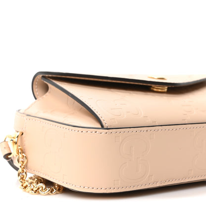 Gucci Calfskin GG Super Mini Debossed Chain Wallet Light Beige 9 of 10