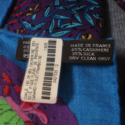 Hermes Cashmere Silk Pique Fleuri de Provence GM 140 Shawl 6 of 6