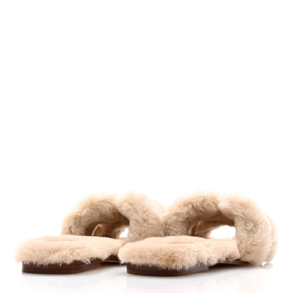 Hermes Woolskin Oran Sandals 37.5 Beige Argile 4 of 8