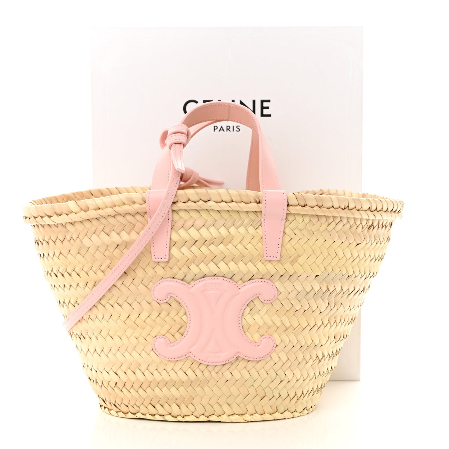 Raffia Calfskin Triomphe Teen Panier Pink