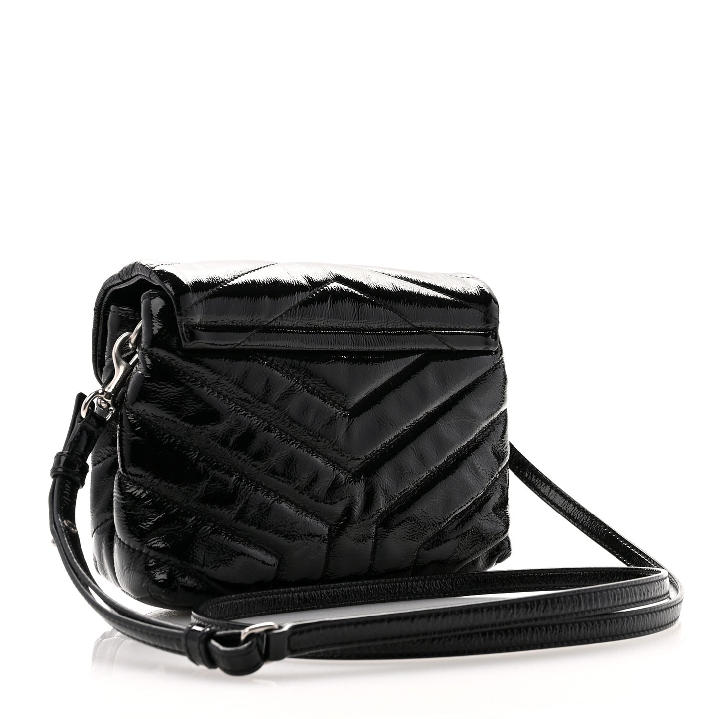 Patent Y Quilted Monogram Toy Loulou Crossbody Bag Black