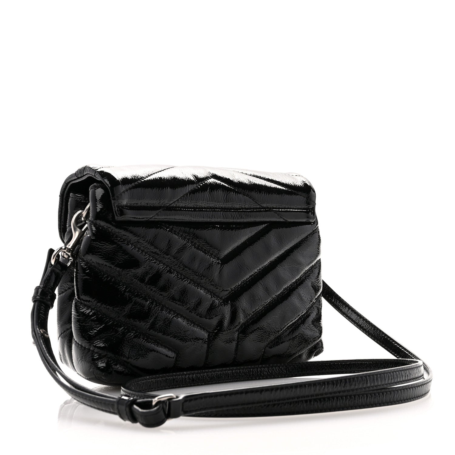 Saint Laurent Patent Y Quilted Monogram Toy Loulou Crossbody Bag Black 3 of 11