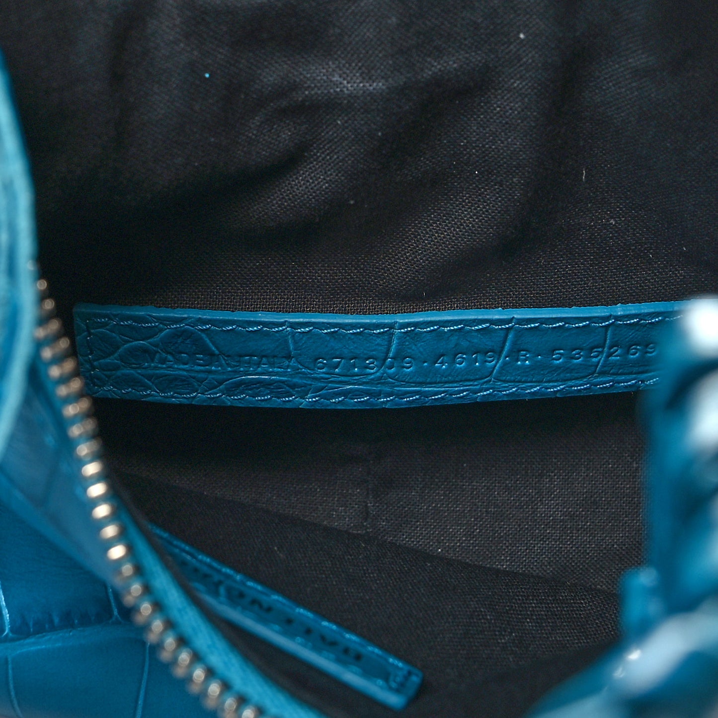 Extra Supple Calfskin Crocodile Embossed Le Cagole Shoulder Bag XS Turquoise