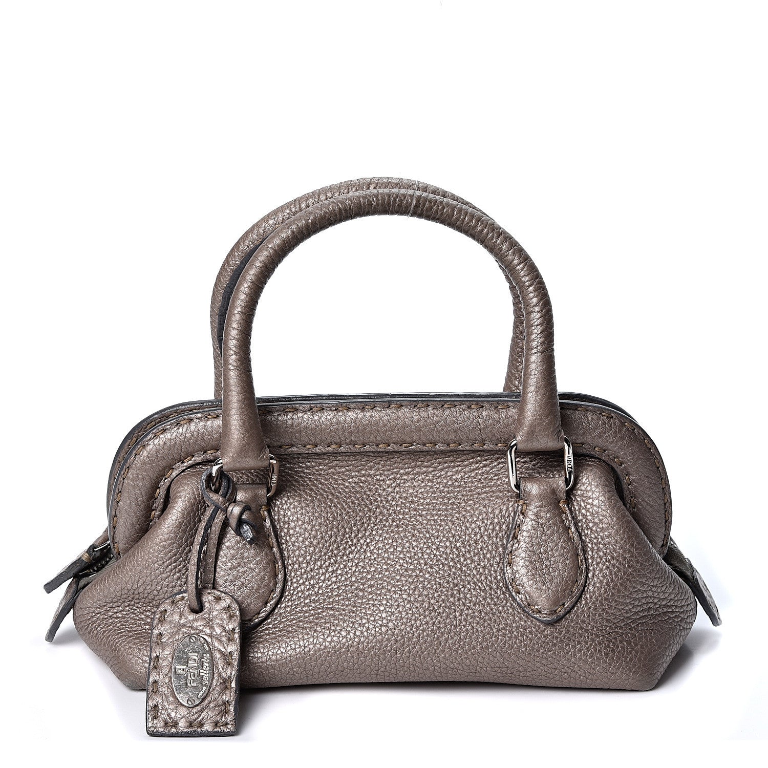 Fendi Metallic Calfskin Romano Selleria Mini Adele 1328 Bag Grey 1 of 11
