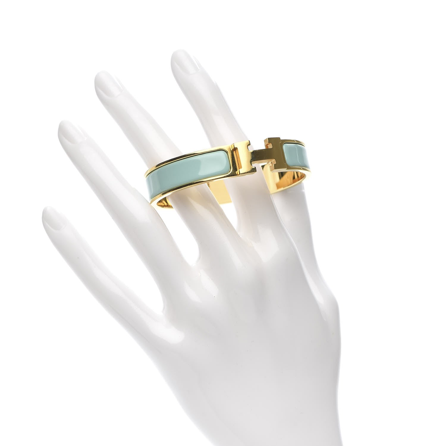 Hermes Enamel Narrow Clic Clac H Bracelet PM Vert Aqua 2 of 5