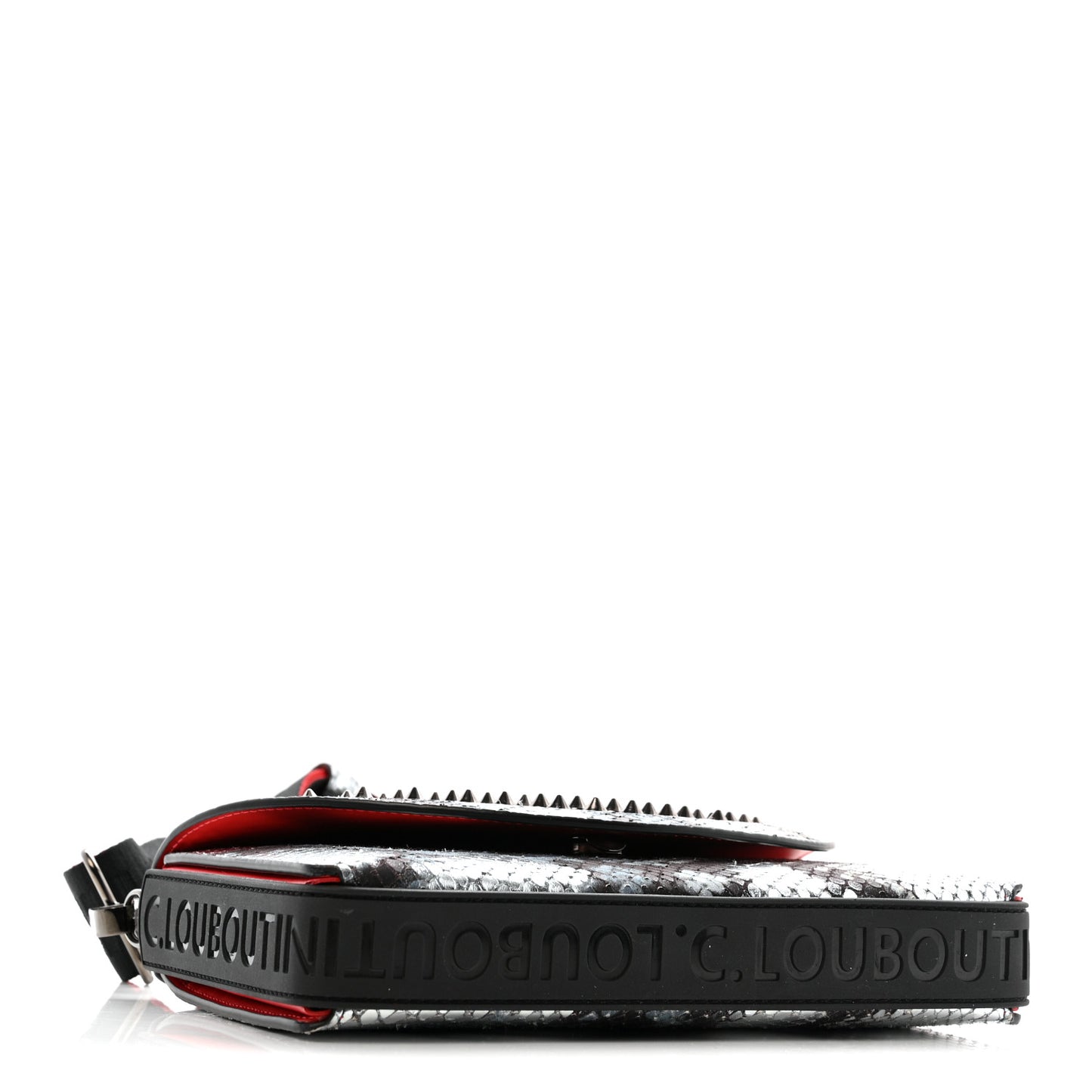 Metallic Snakeskin Spiked Explorafunk Wallet On Strap Gunmetal Black Multicolor