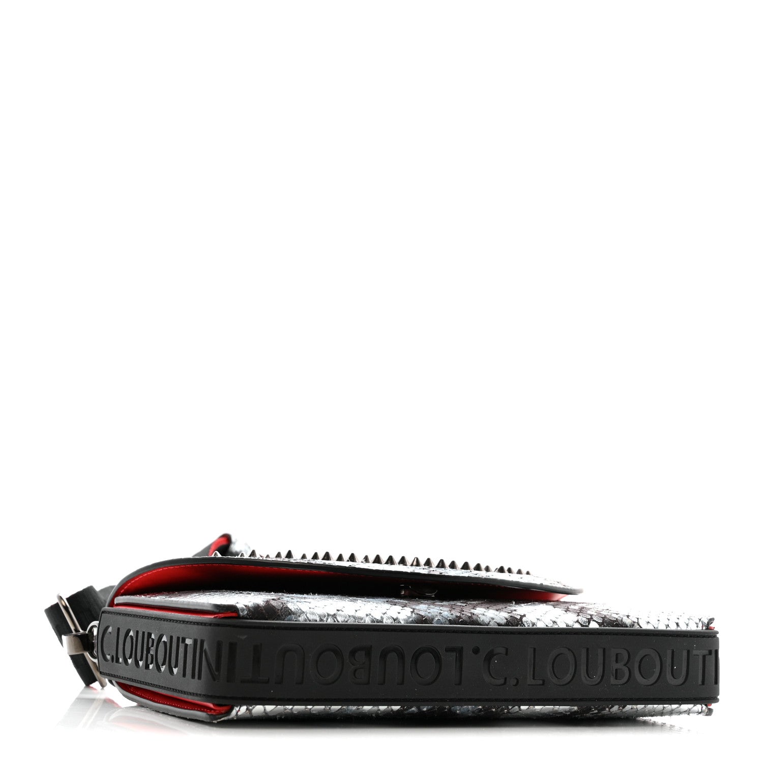 Christian Louboutin Metallic Snakeskin Spiked Explorafunk Wallet On Strap Gunmetal Black Multicolor 4 of 12