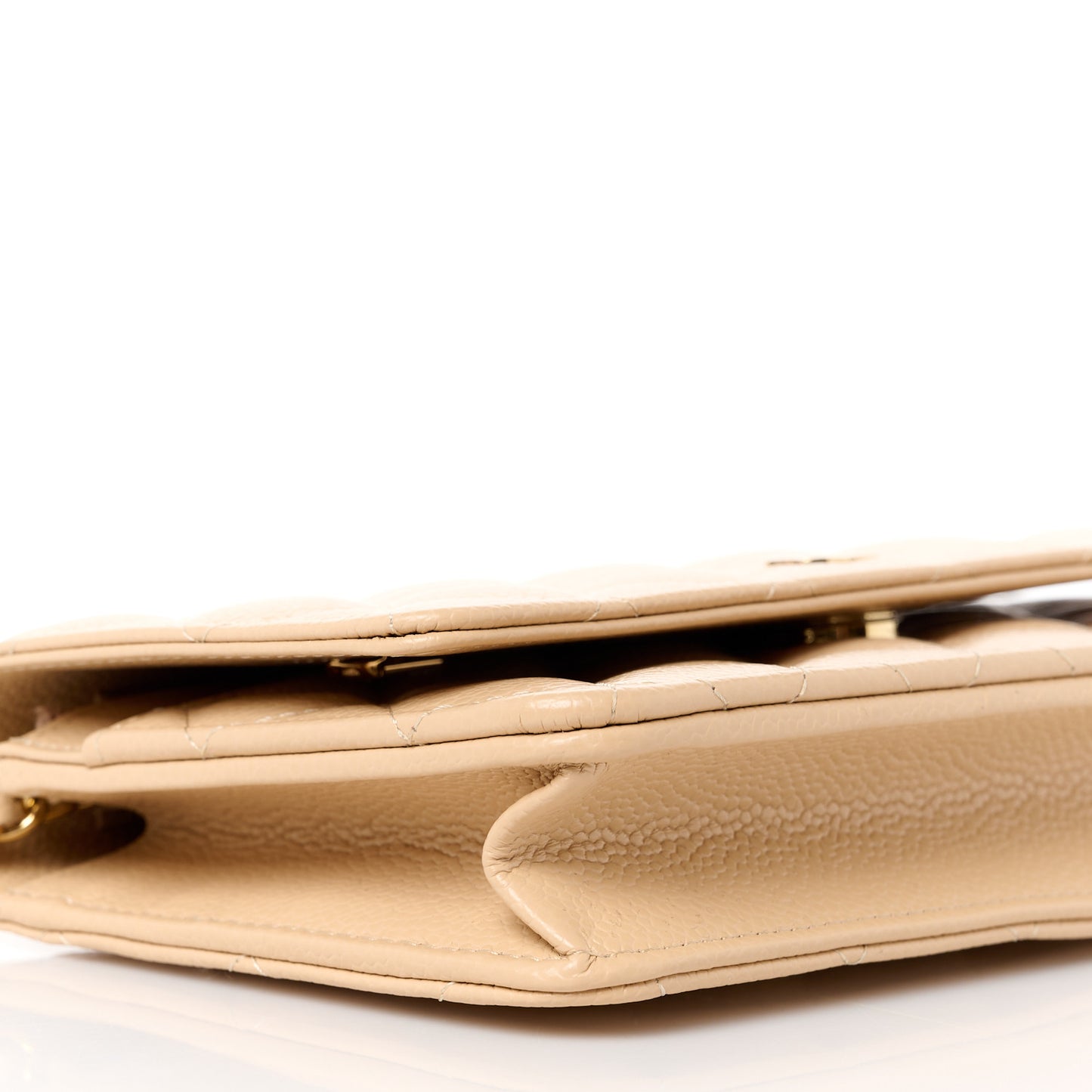 Caviar Quilted Wallet on Chain WOC Beige