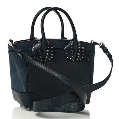 Christian Louboutin Suede Grained Calfskin Studded Small Eloise Tote Navy Blue 3 of 11