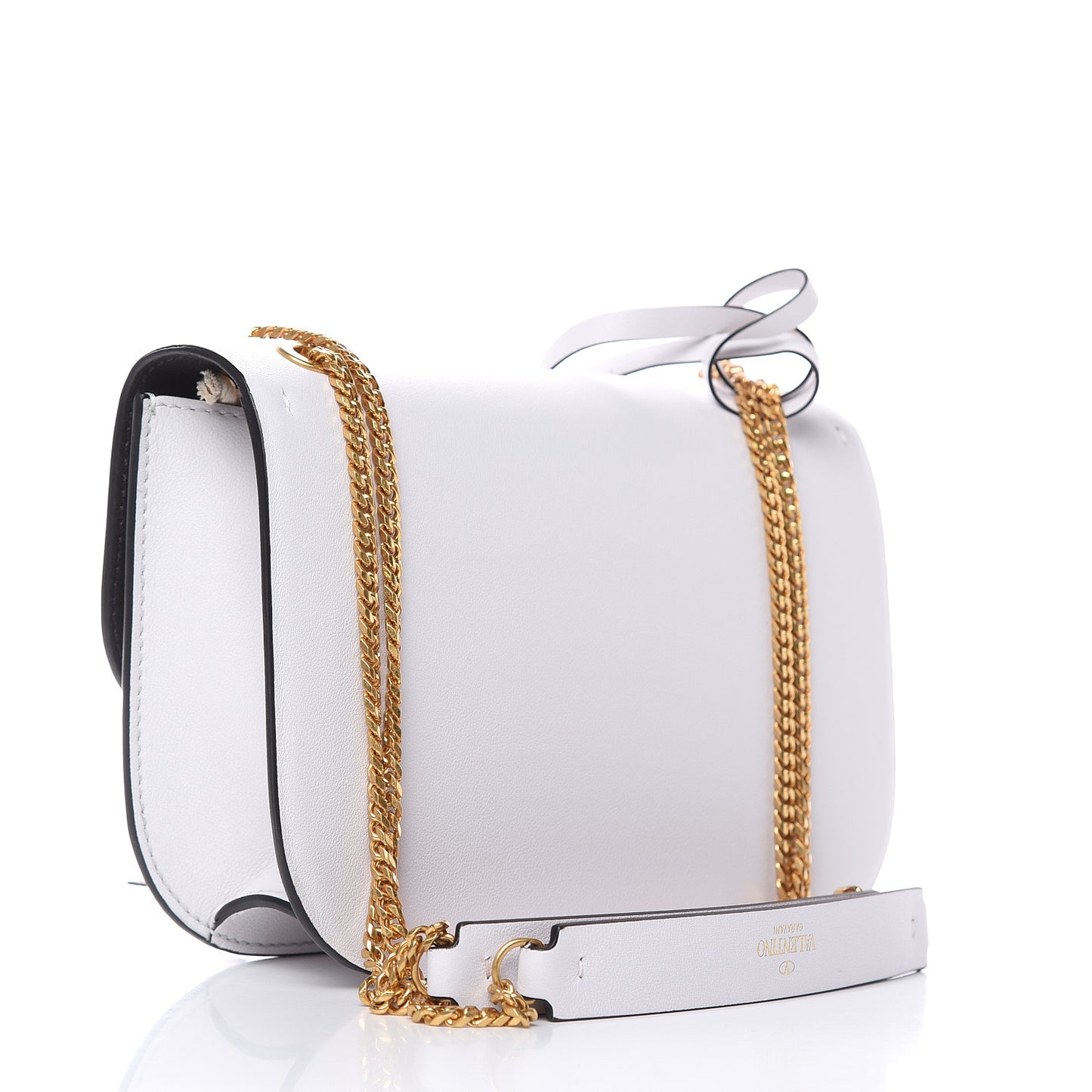 Smooth Calfskin Small VLock Shoulder Bag Bianco Ottico Rouge Pur