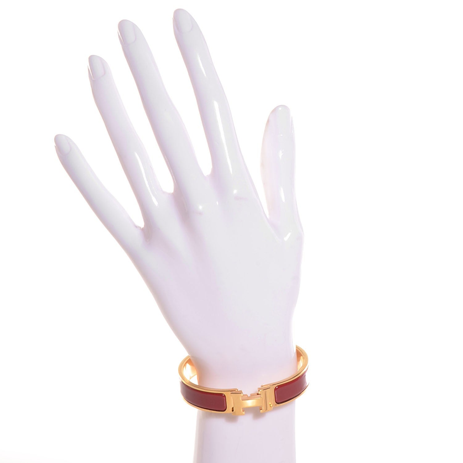 Hermes Enamel Clic Clac H Bracelet Narrow PM China Red 2 of 7