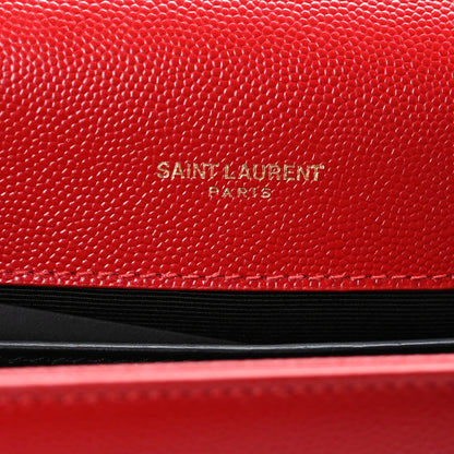 Saint Laurent Grain De Poudre Small Monogram Kate Satchel Red 6 of 8