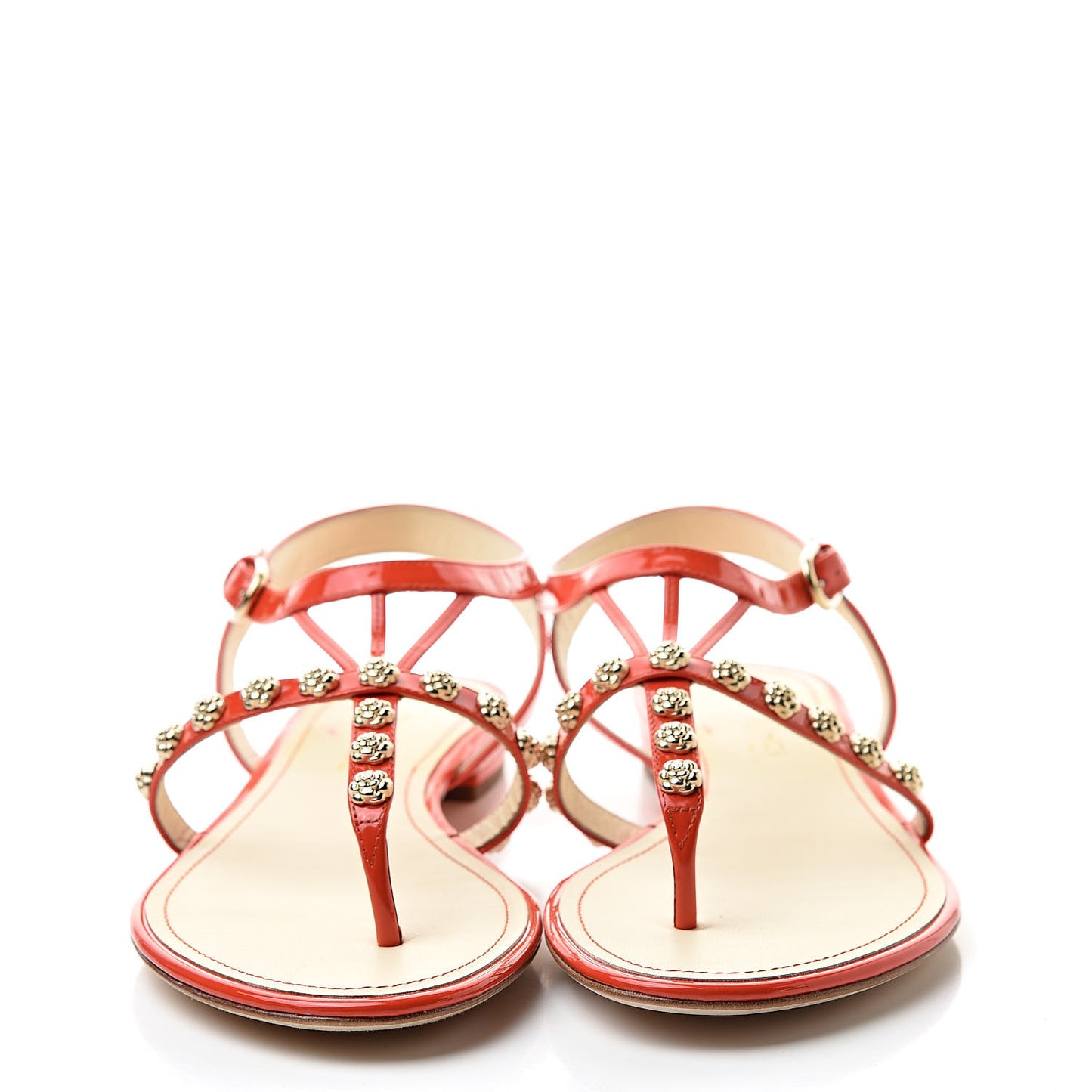 Patent Camellia Thong Sandals 40.5 Orange