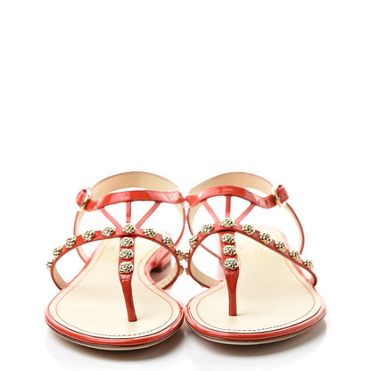 Chanel Patent Camellia Thong Sandals 40.5 Orange 2 of 10