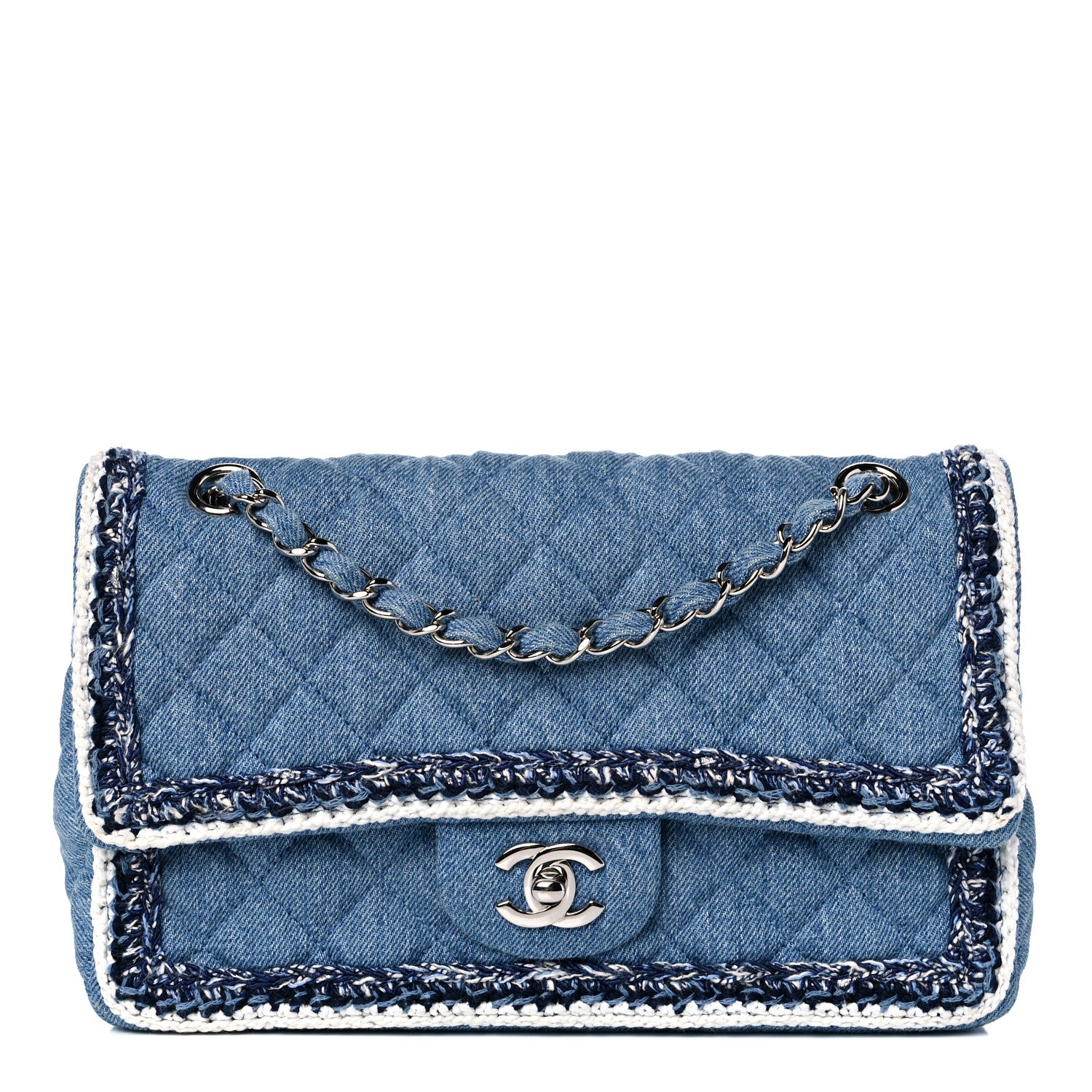 Chanel Denim Braided Medium Flap Bag Light Blue 1 of 10