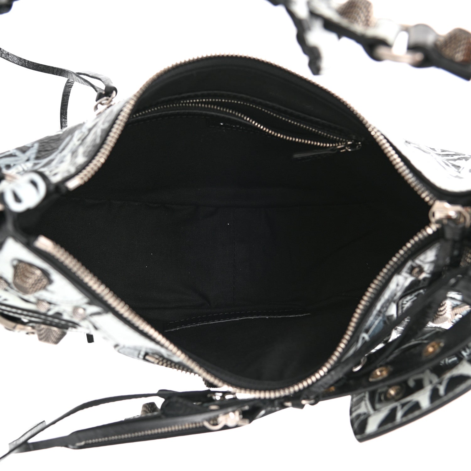 Balenciaga Agneau Arena Graffiti Small Le Cagole Shoulder Bag Black White 5 of 9