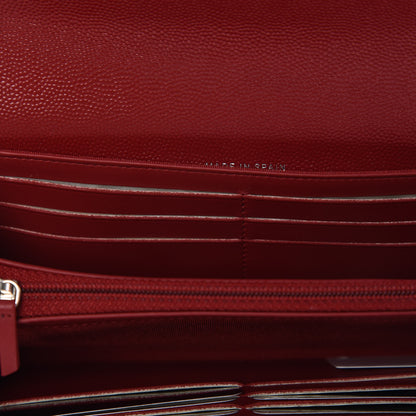 Chanel Caviar Quilted Large Gusset Flap Wallet Dark Red 9 of 10