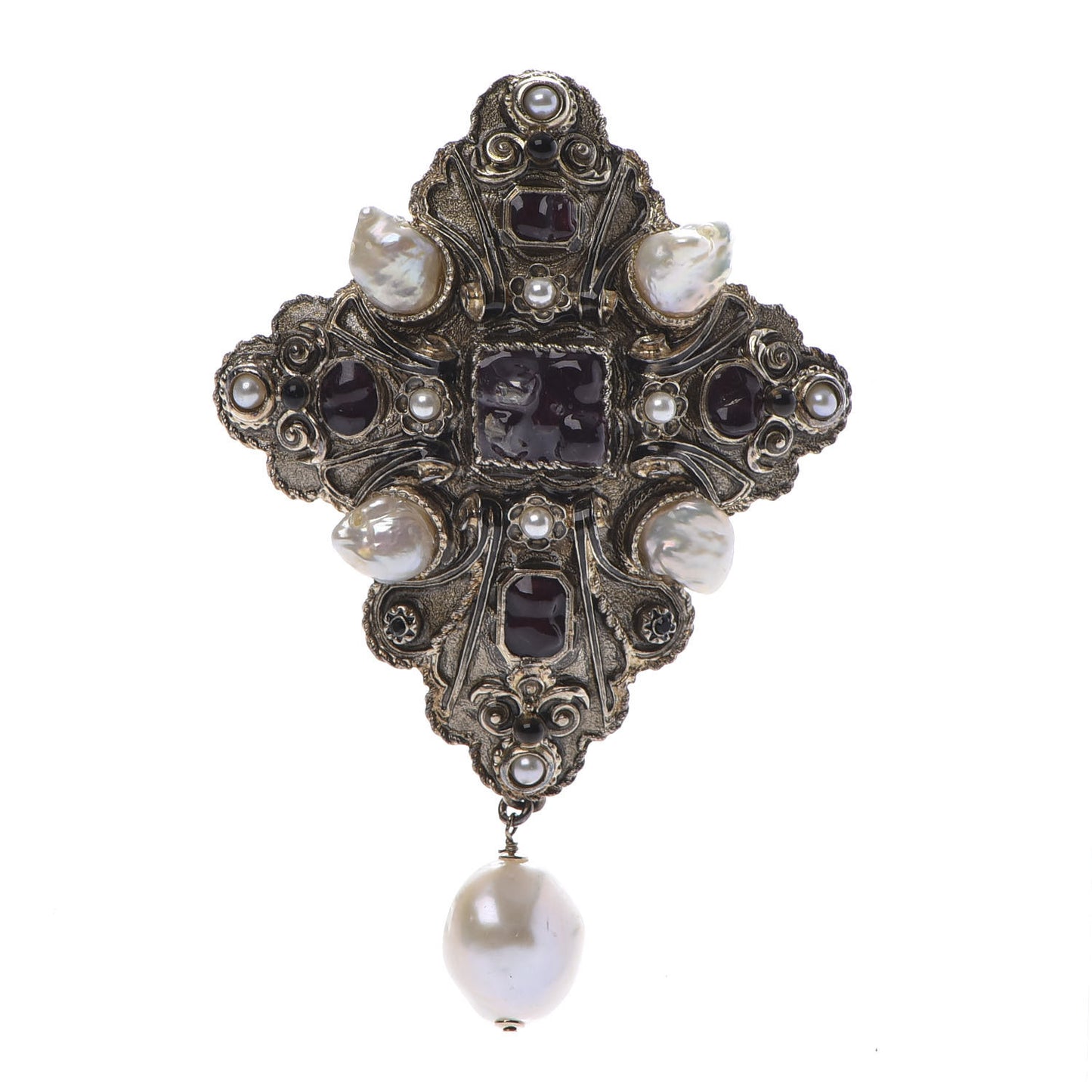 Gripoix Pearl Brooch Light Gold