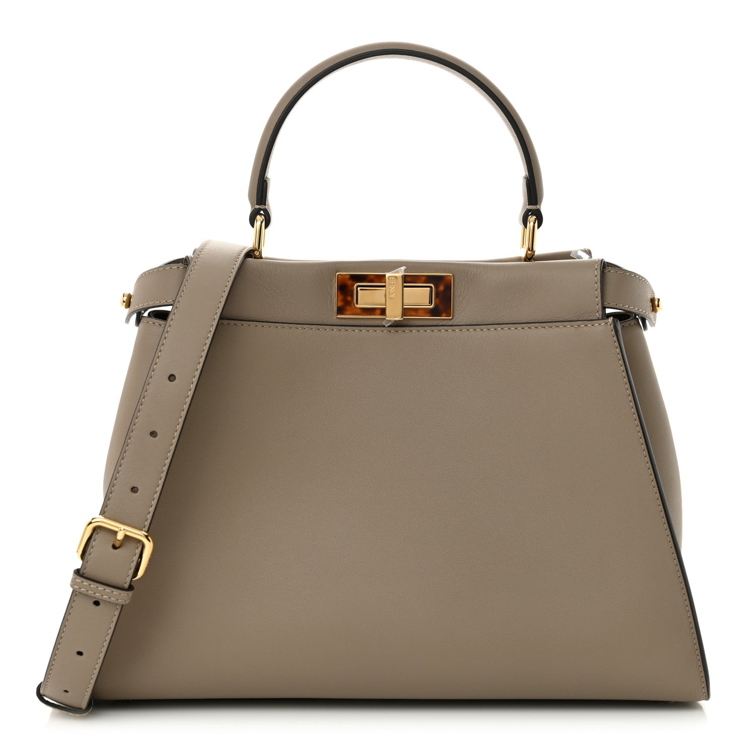 Fendi Vitello Seta Plexiglass Tortoise Medium Peekaboo Iconic Satchel Tortora 1 of 10