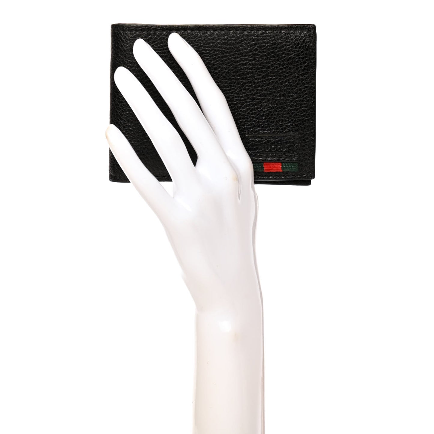 Grained Calfskin Web Bi-Fold Wallet Black