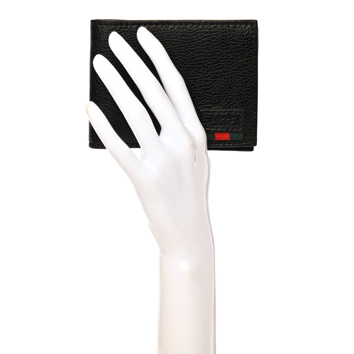 Gucci Grained Calfskin Web Bi-Fold Wallet Black 2 of 6