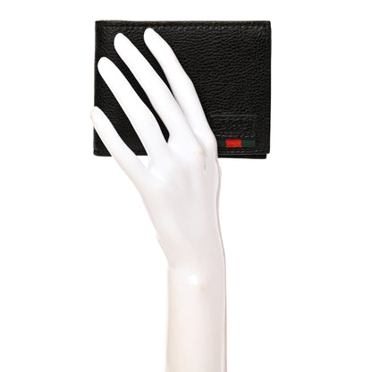 Gucci Grained Calfskin Web Bi-Fold Wallet Black 2 of 6