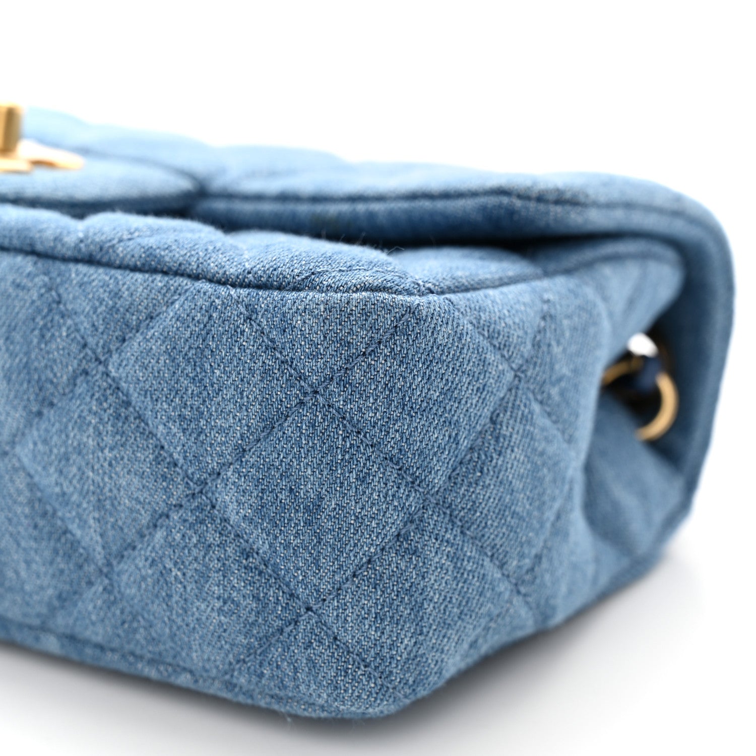 Chanel Denim Quilted Mini Pearl Crush Rectangular Flap Blue 10 of 12