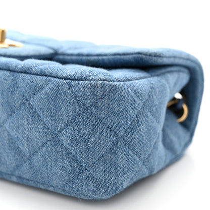 Chanel Denim Quilted Mini Pearl Crush Rectangular Flap Blue 10 of 12