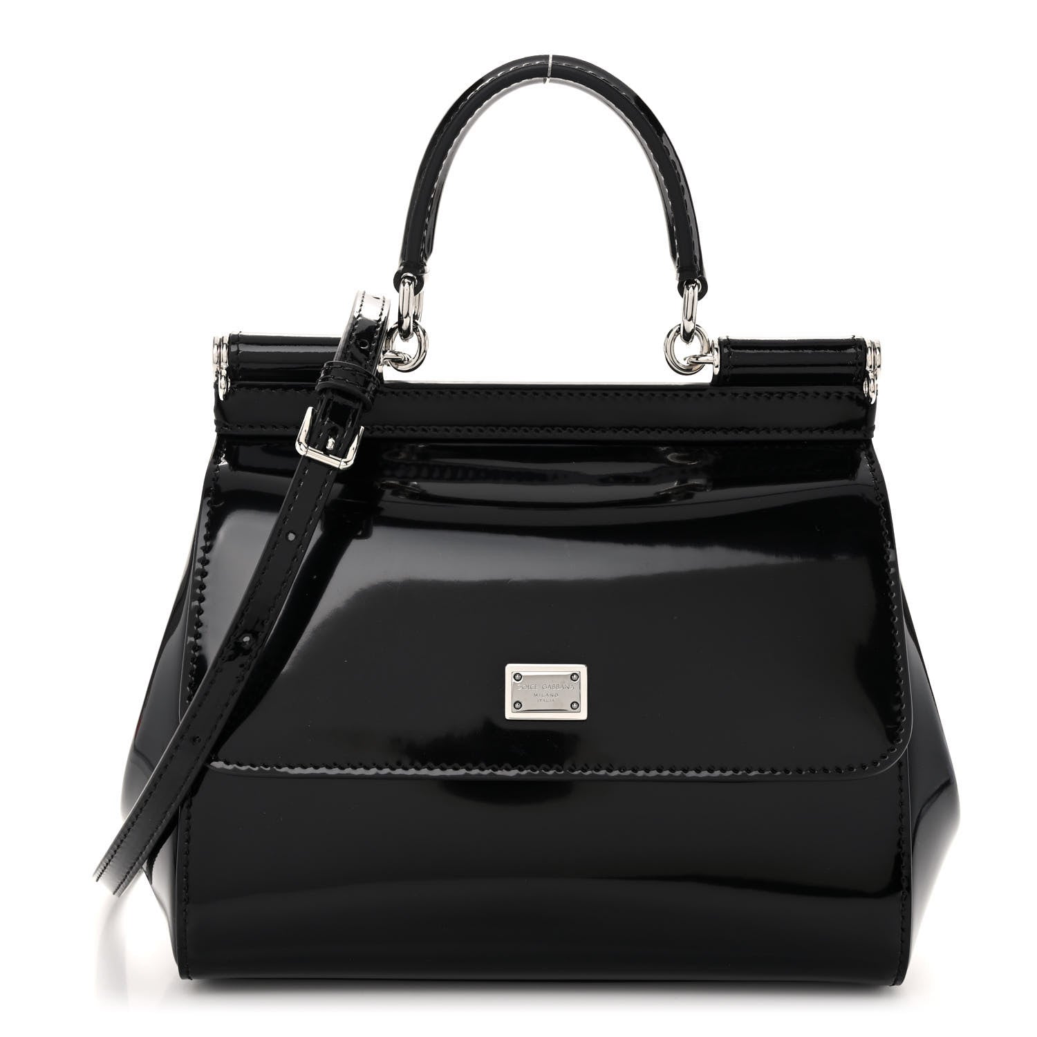 Dolce & Gabbana Patent Small Miss Sicily Satchel Black 1 of 9