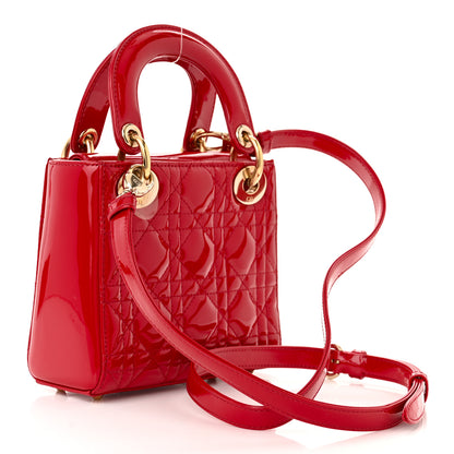 Christian Dior Patent Cannage Mini Lady Dior Red 3 of 10