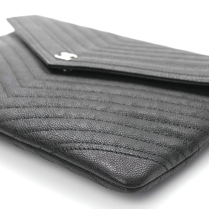 Chanel Calfskin Chevron Quilted Small Envelope Clutch Black 9 of 9