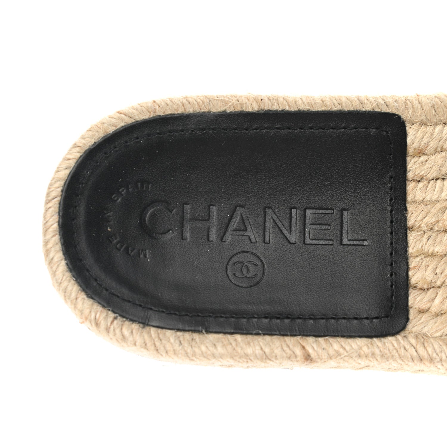Chanel Patent Calfskin Crystal CC Espadrille Slip On Sandals 38 Black 7 of 9