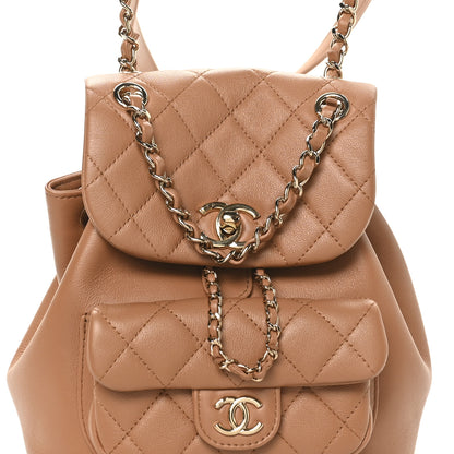 Chanel Quilted Small Duma Pockets Drawstring Backpack Light Brown 8 of 10