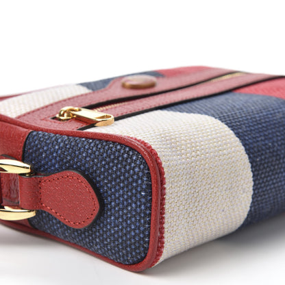 Gucci Canvas Sylvie Stripe Mini Ophidia Camera Bag Mystic White Hibiscus Red Maritime 7 of 9