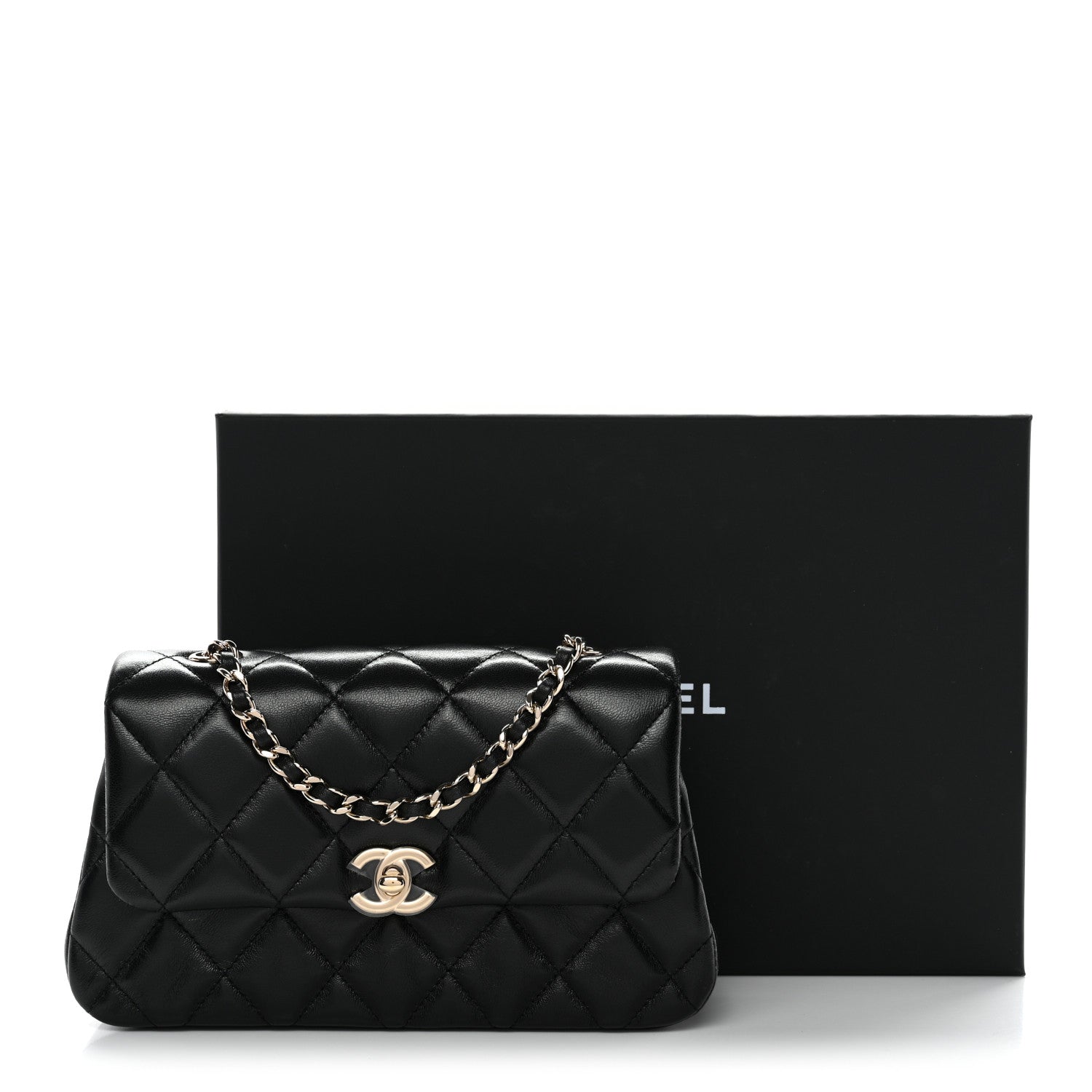 Chanel Lambskin Quilted Rectangular Phone Holder Clutch With Chain Black 11 of 11