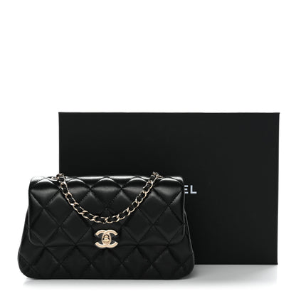 Chanel Lambskin Quilted Rectangular Phone Holder Clutch With Chain Black 11 of 11