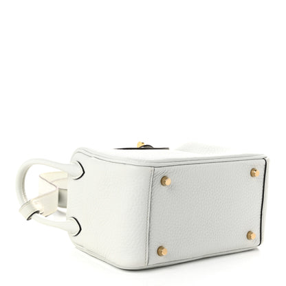 Hermes Taurillon Clemence Mini Lindy 20 Gris Platine 4 of 11