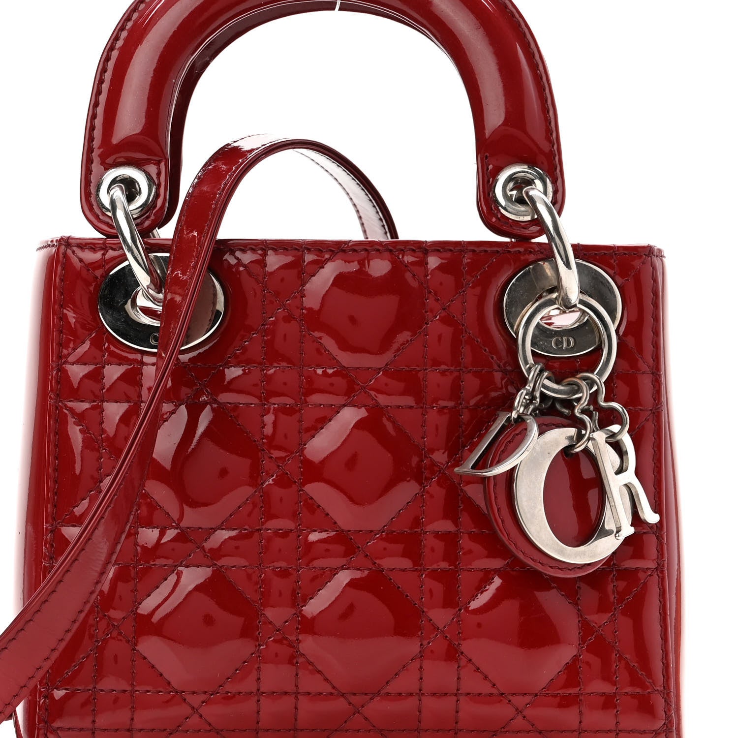 Christian Dior Patent Cannage Mini Lady Dior Red 7 of 9