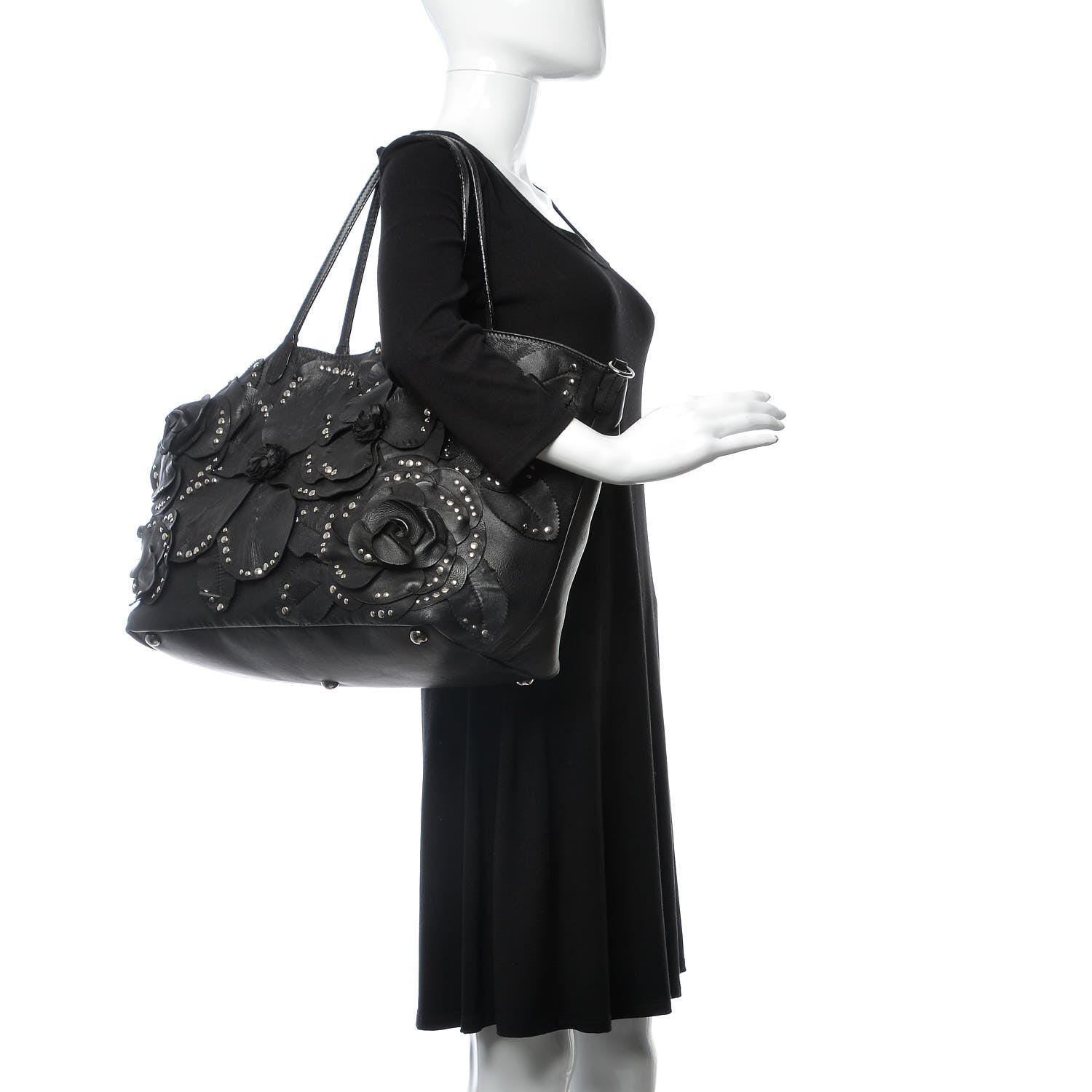Valentino Garavani Nappa Studded Rosette Tote Black 2 of 24